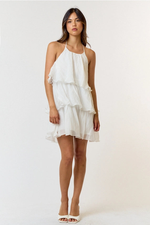 Paige Ruffled Halter Mini Dress