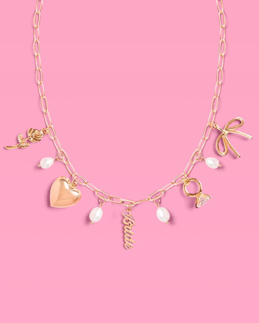 Gold Bride Charm Necklace | Bridal Jewelry, Bachelorette
