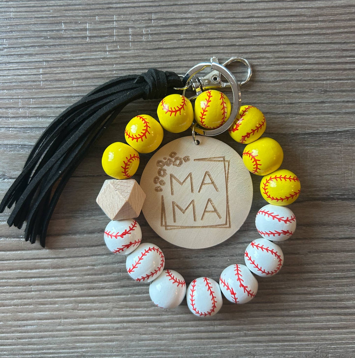 Mama Sports Keychain with Wooden Beads