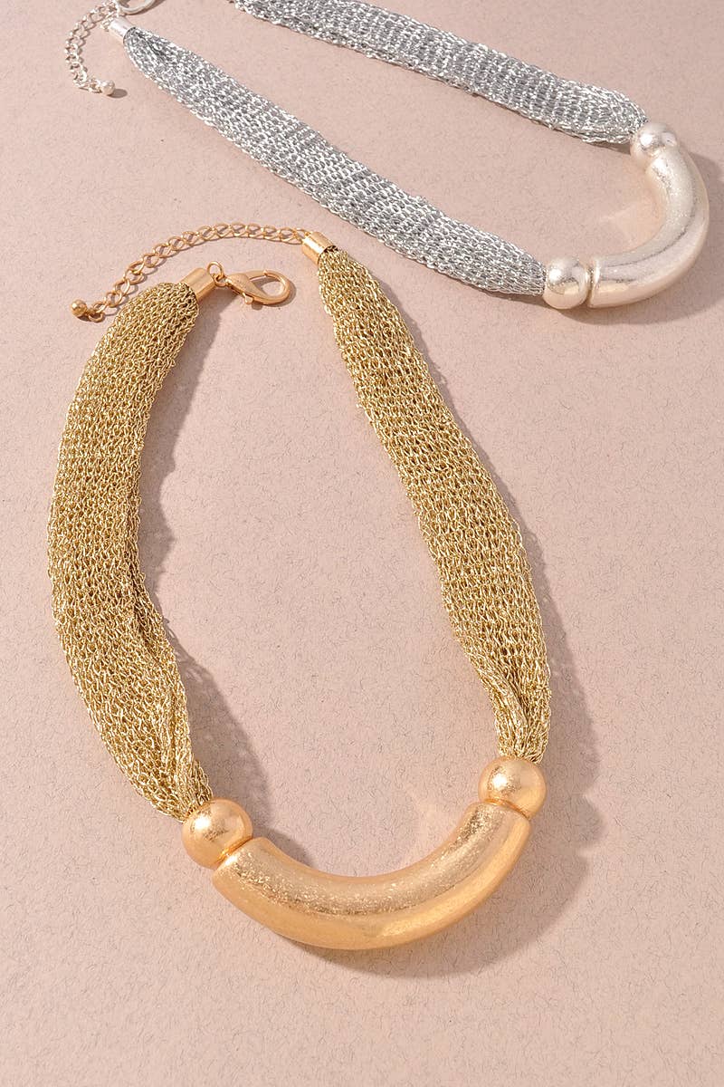 Shimmer Curve Mesh Necklace