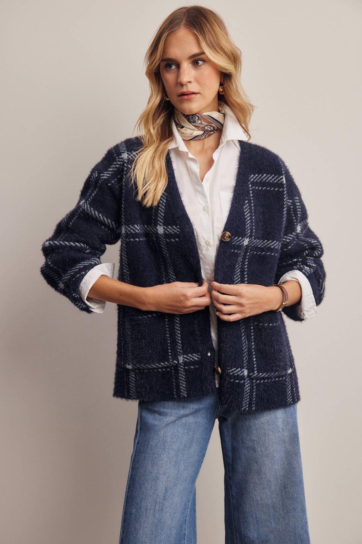 Amethyst Plaid Cardigan