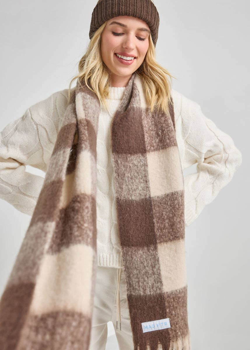 Mad Hatter Oversized Blanket Scarf - Espresso & Cream