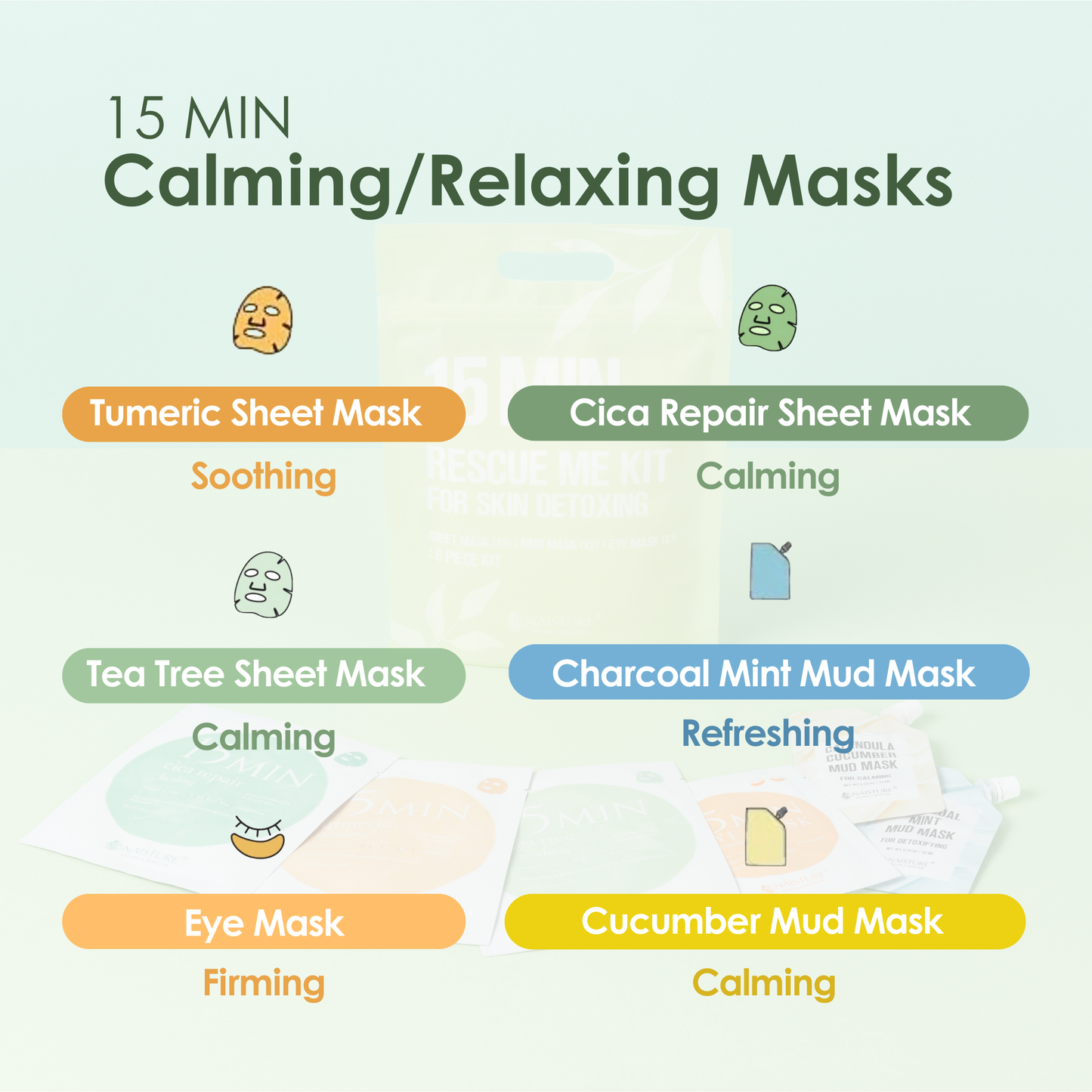 15 Min Rescue Me Kit for Skin Care & Self-Care (6 pc)