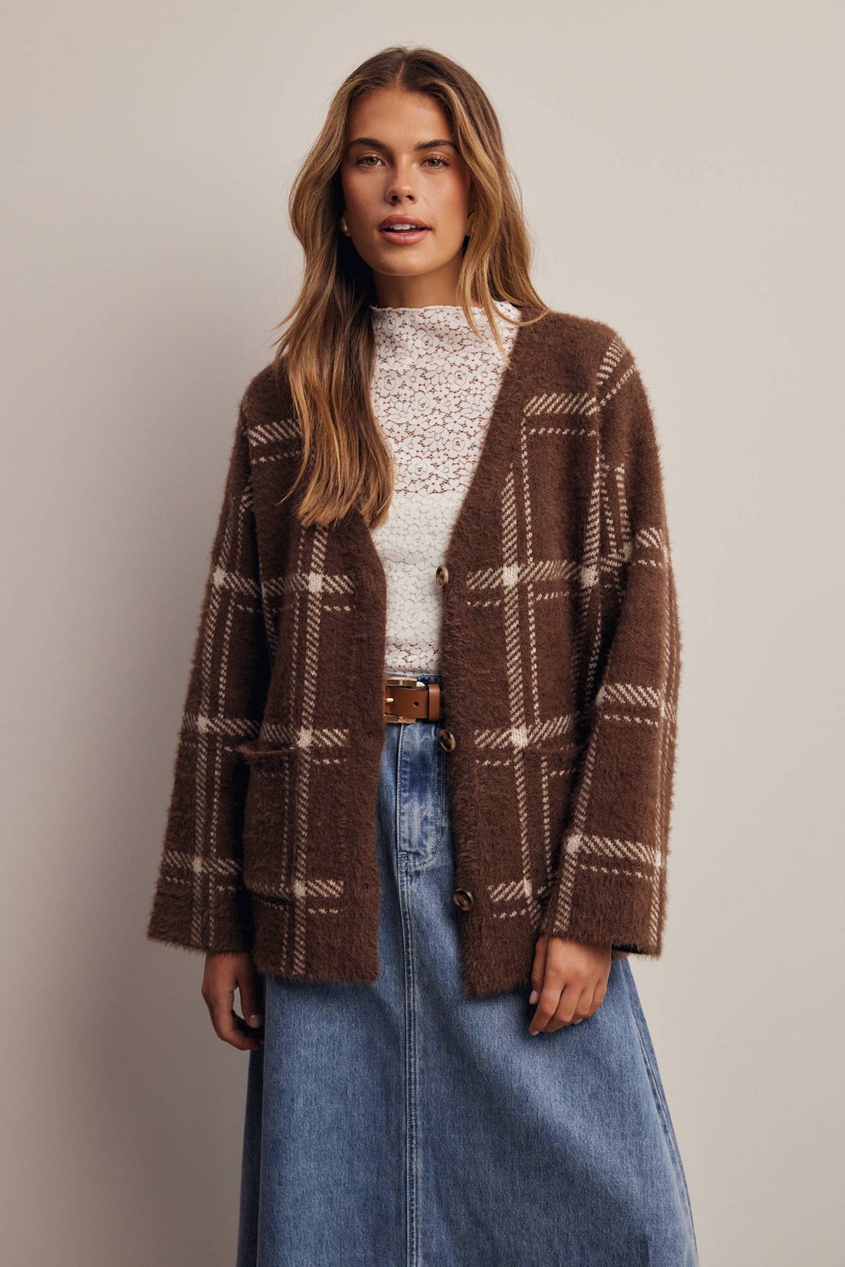 Amethyst Plaid Cardigan