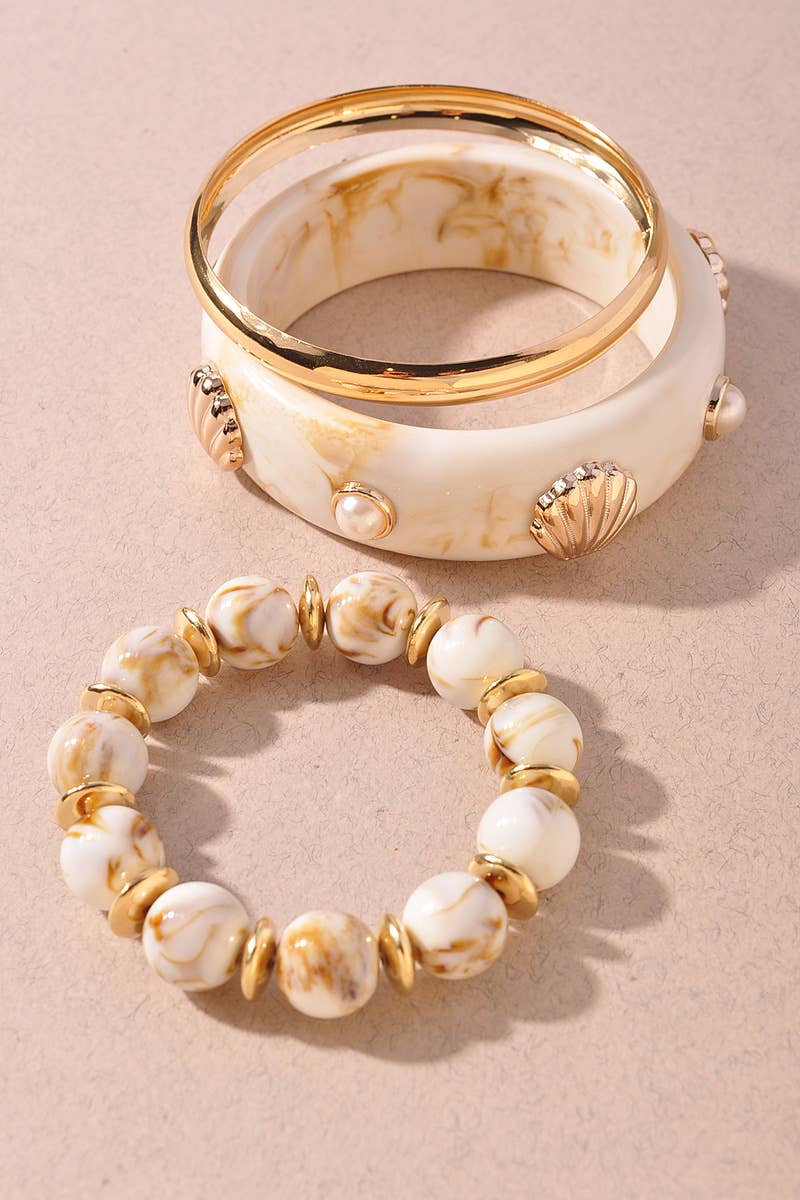 Marbled Shell Bracelet Set