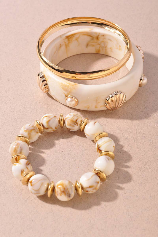 Marbled Shell Bracelet Set