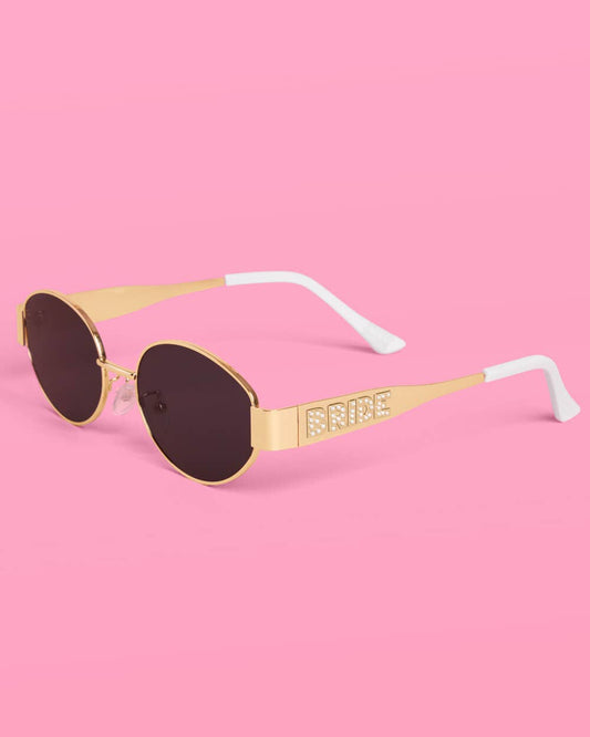 Gold Metal Bride Sunglasses | gold bride pearl bachelorette
