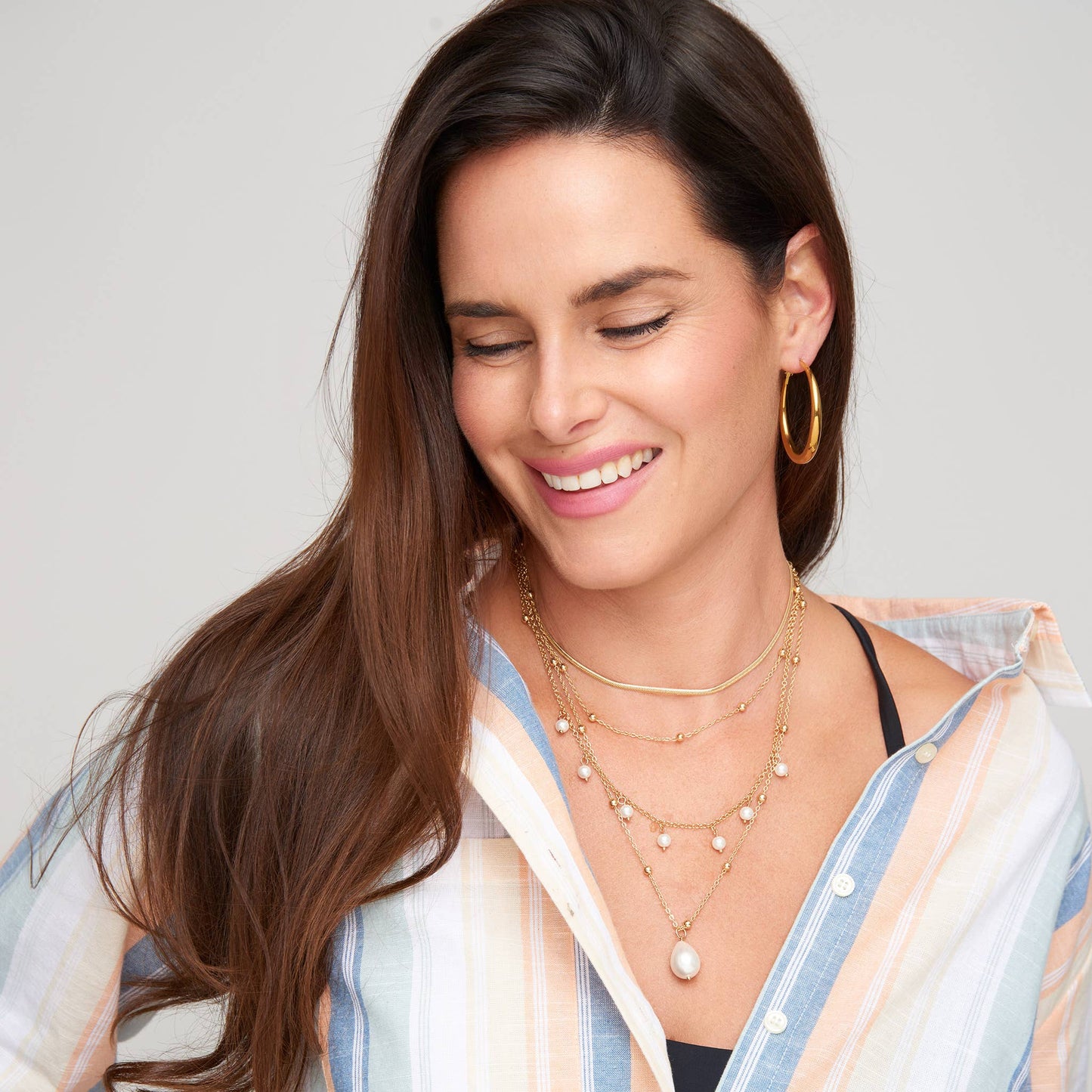 Waterproof Earrings Narelle Chunky Hoops in 18K Gold + Steel