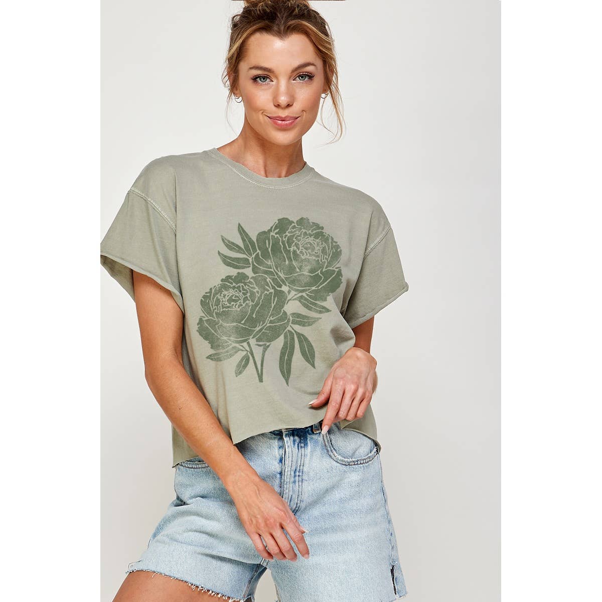 PEONY FLOWER GRAPHIC CROP TOP