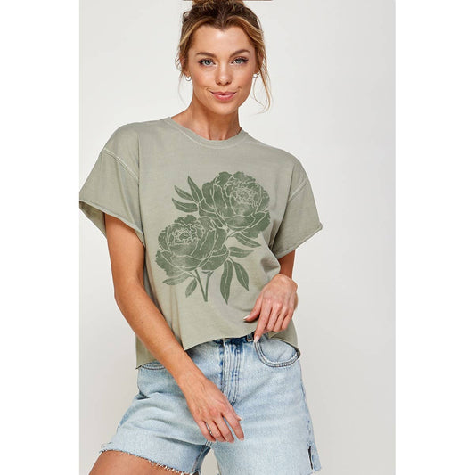 PEONY FLOWER GRAPHIC CROP TOP