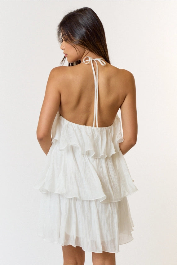 Paige Ruffled Halter Mini Dress