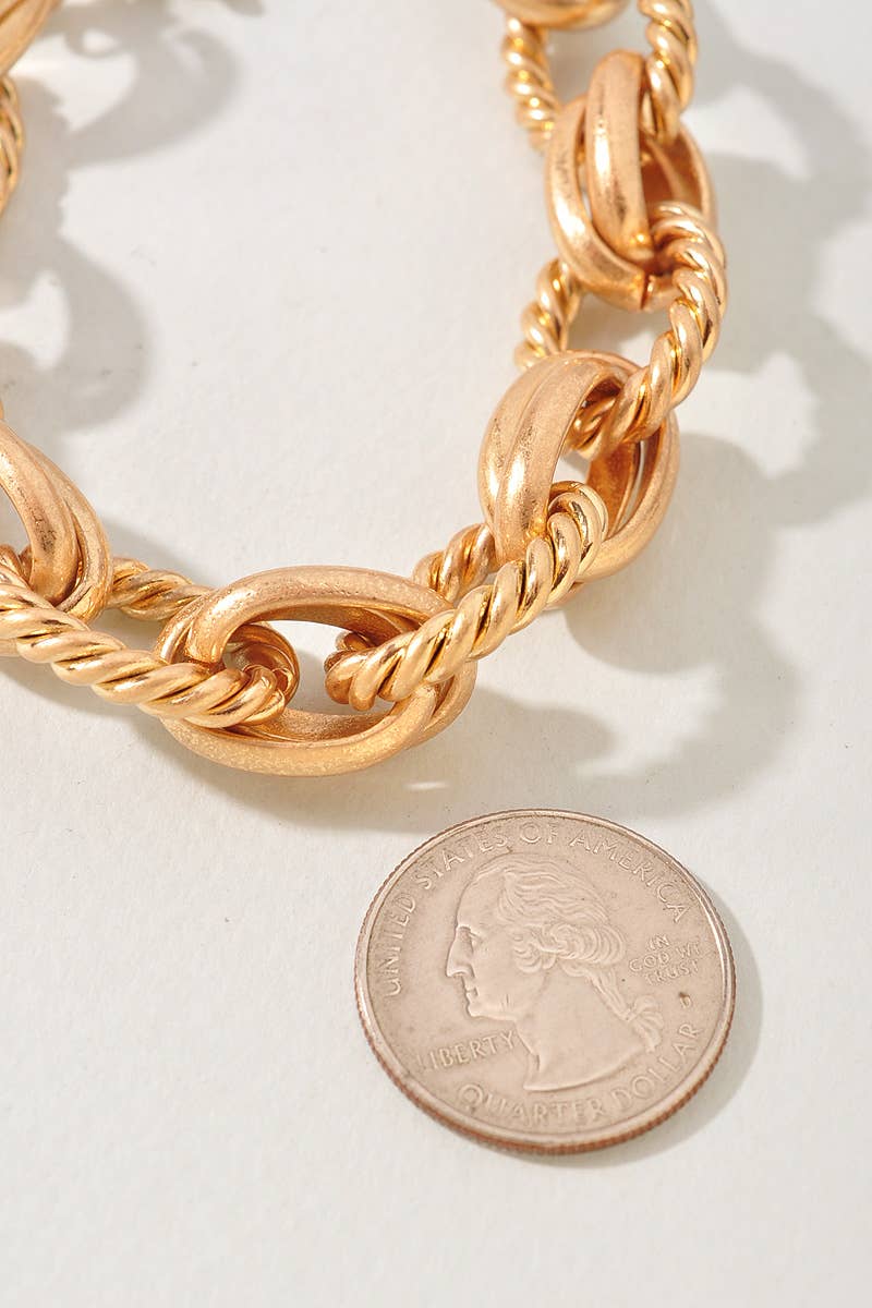 Rope & Link Gold Chain Bracelet