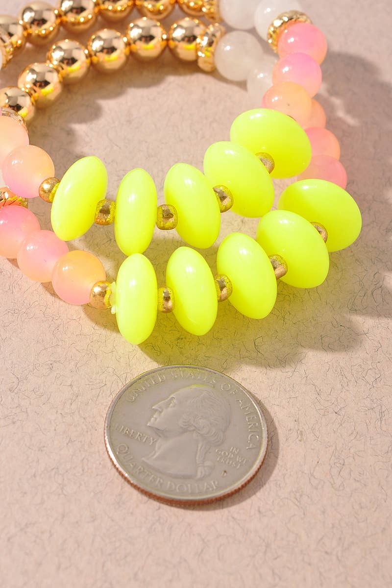 Neon Beaded Bracelet Set
