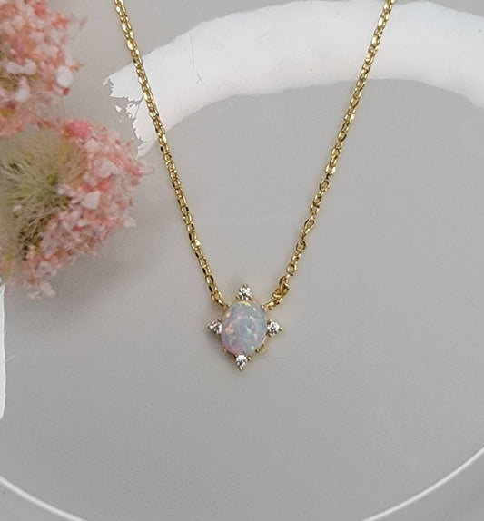 LAB GROWN OPAL STONE NECKLACE.