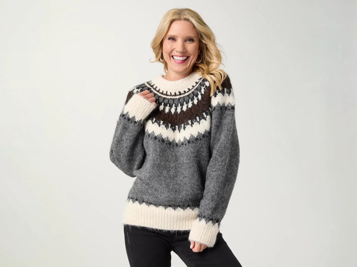 Perissa Fair Isle Mock Neck Sweater