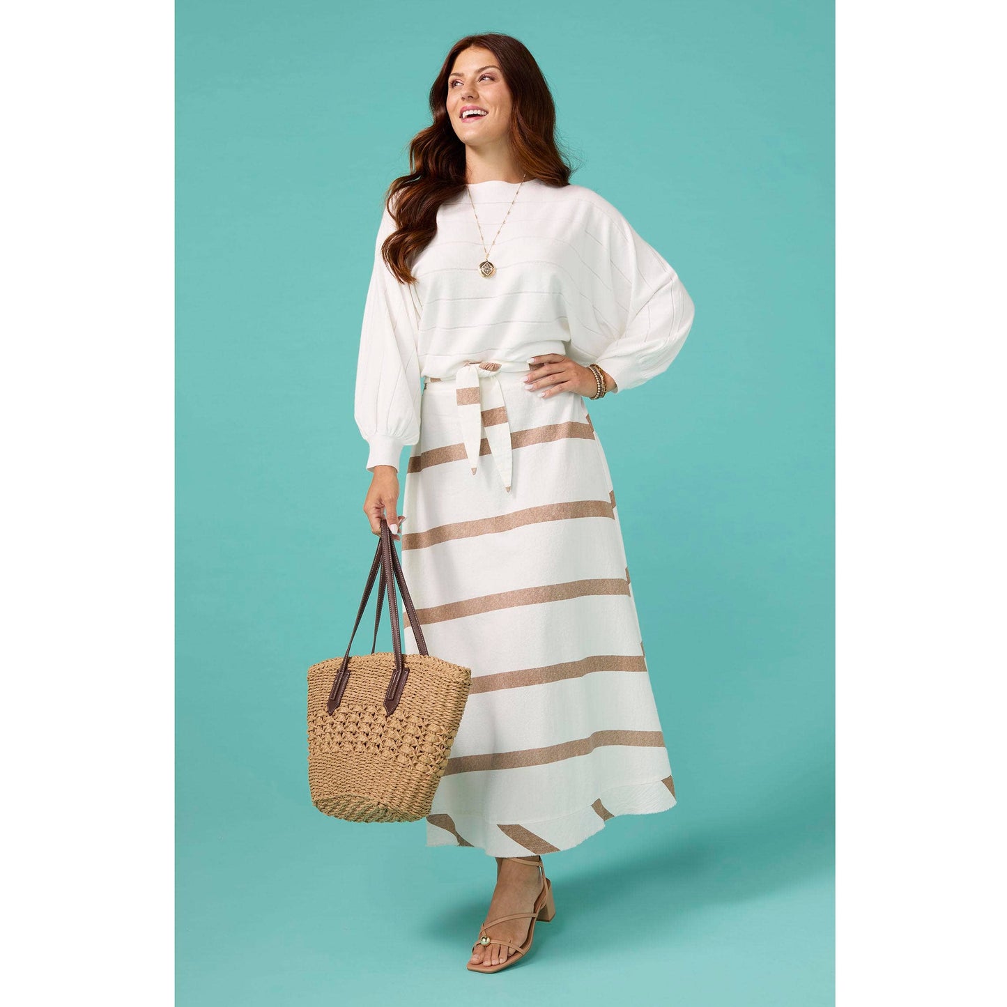Katherine Striped Tie Waist Skirt