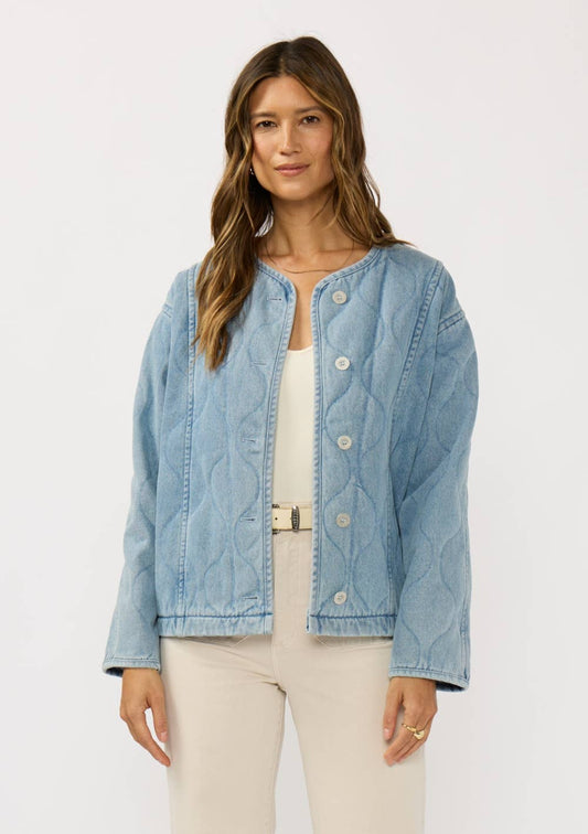 Quilted Denim Jacket With Pockets