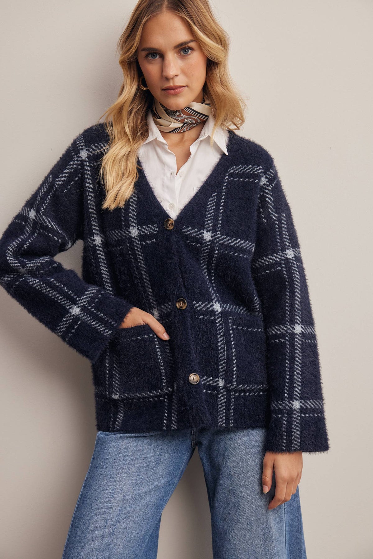 Amethyst Plaid Cardigan