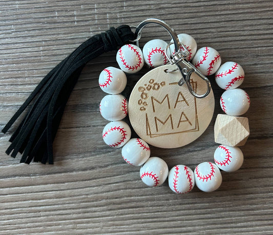 Mama Sports Keychain with Wooden Beads