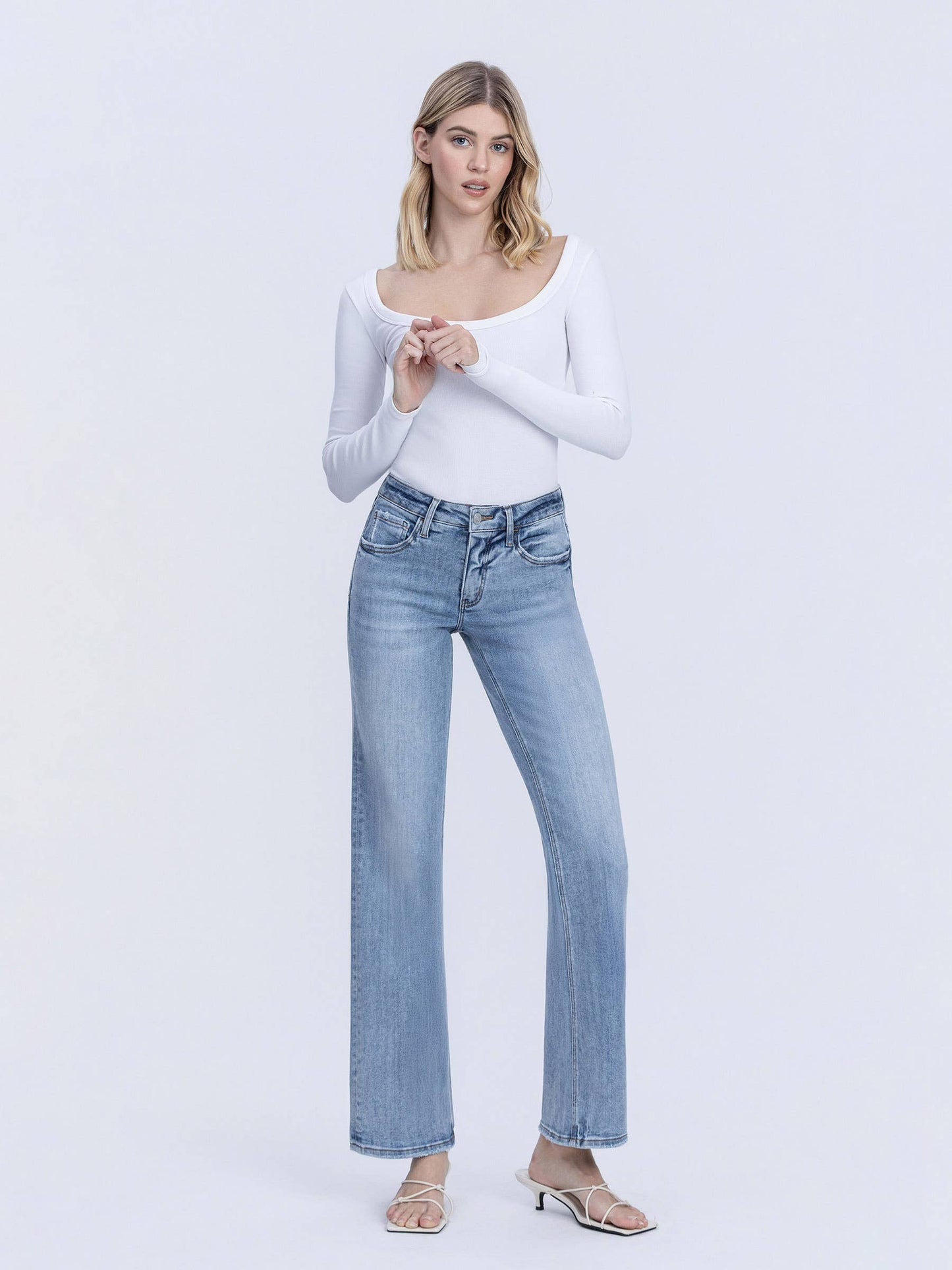 Mid Rise Light Wash Jeans