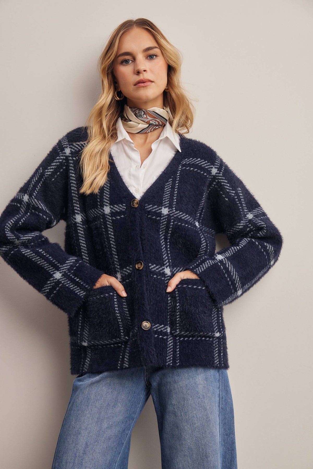 Amethyst Plaid Cardigan