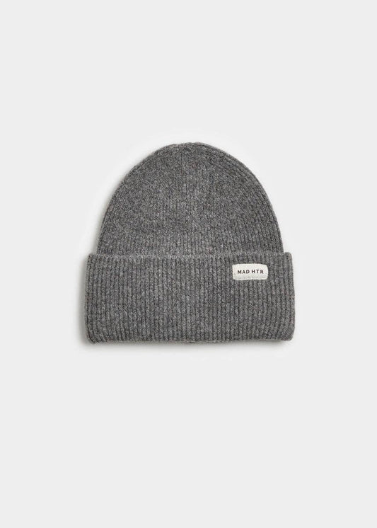 Adult Mad Hatter Ribbed Knit Beanie - Heather Charcoal Grey