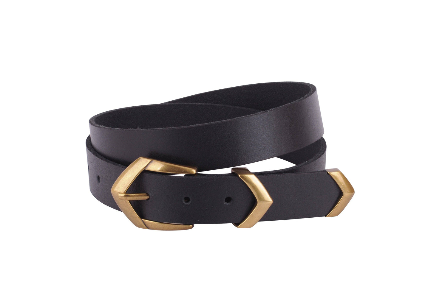 Black Angular Chevron Buckle Leather Belt