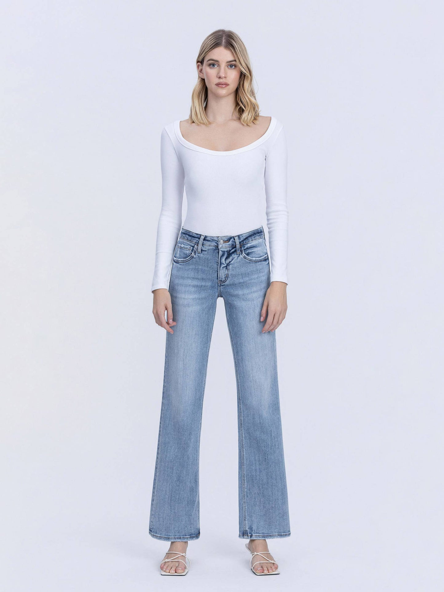 Mid Rise Light Wash Jeans