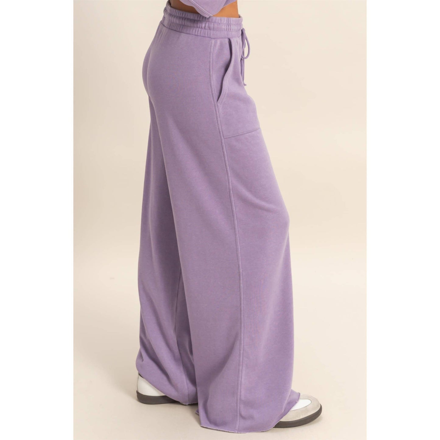 Burnout French Terry Wide-Leg Pants