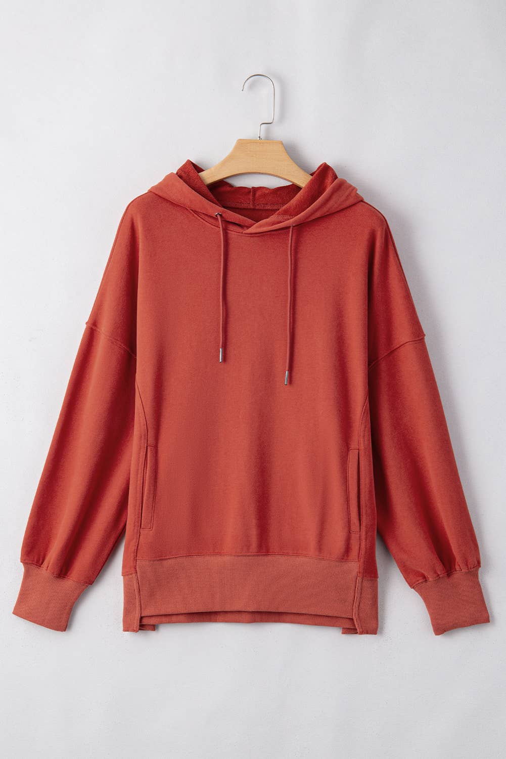 Drop Shoulder Pocketed Baggy Drawstring Hoodie