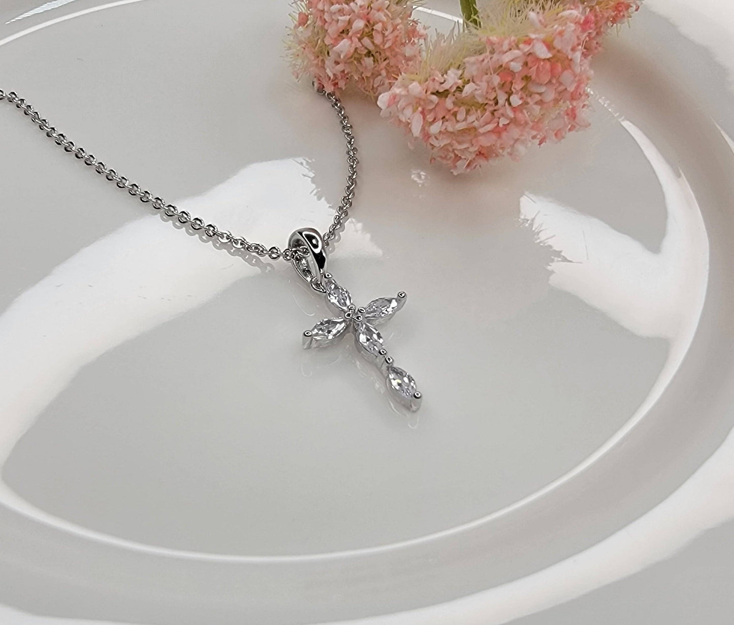 Cz Small Cross Necklace