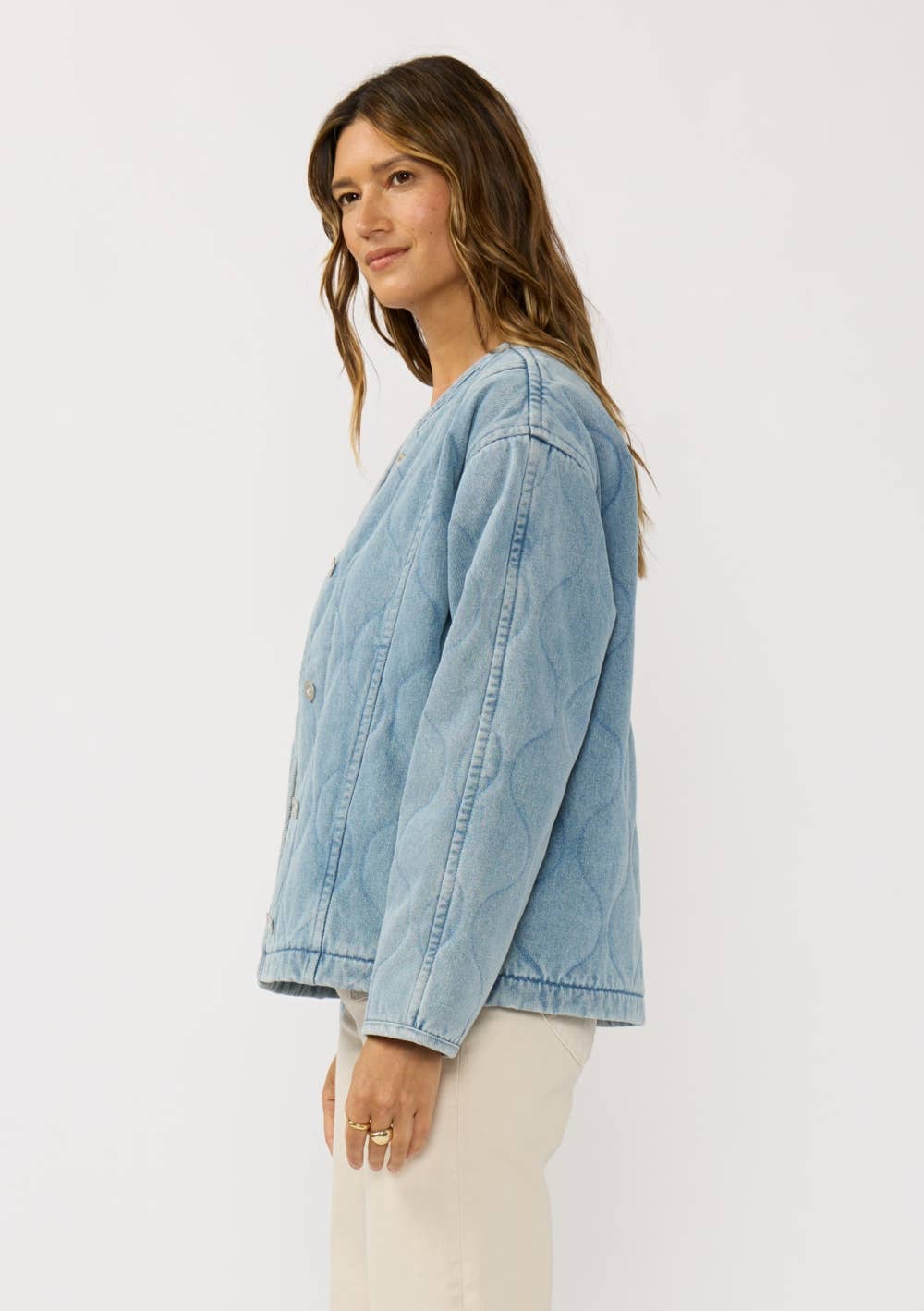 Quilted Denim Jacket With Pockets