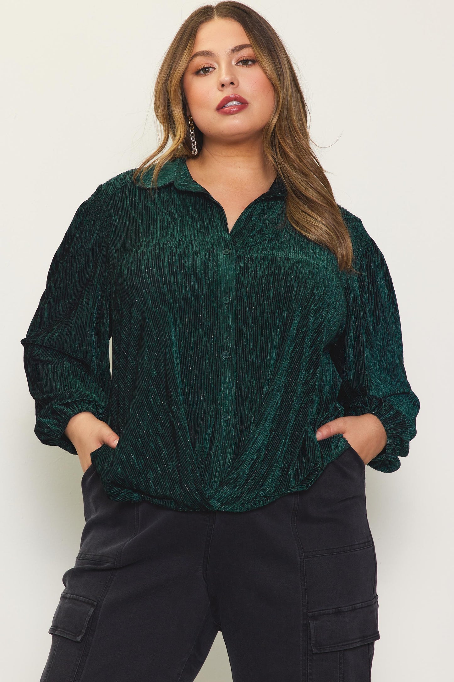 Brielle Velvet Button Up Blouse