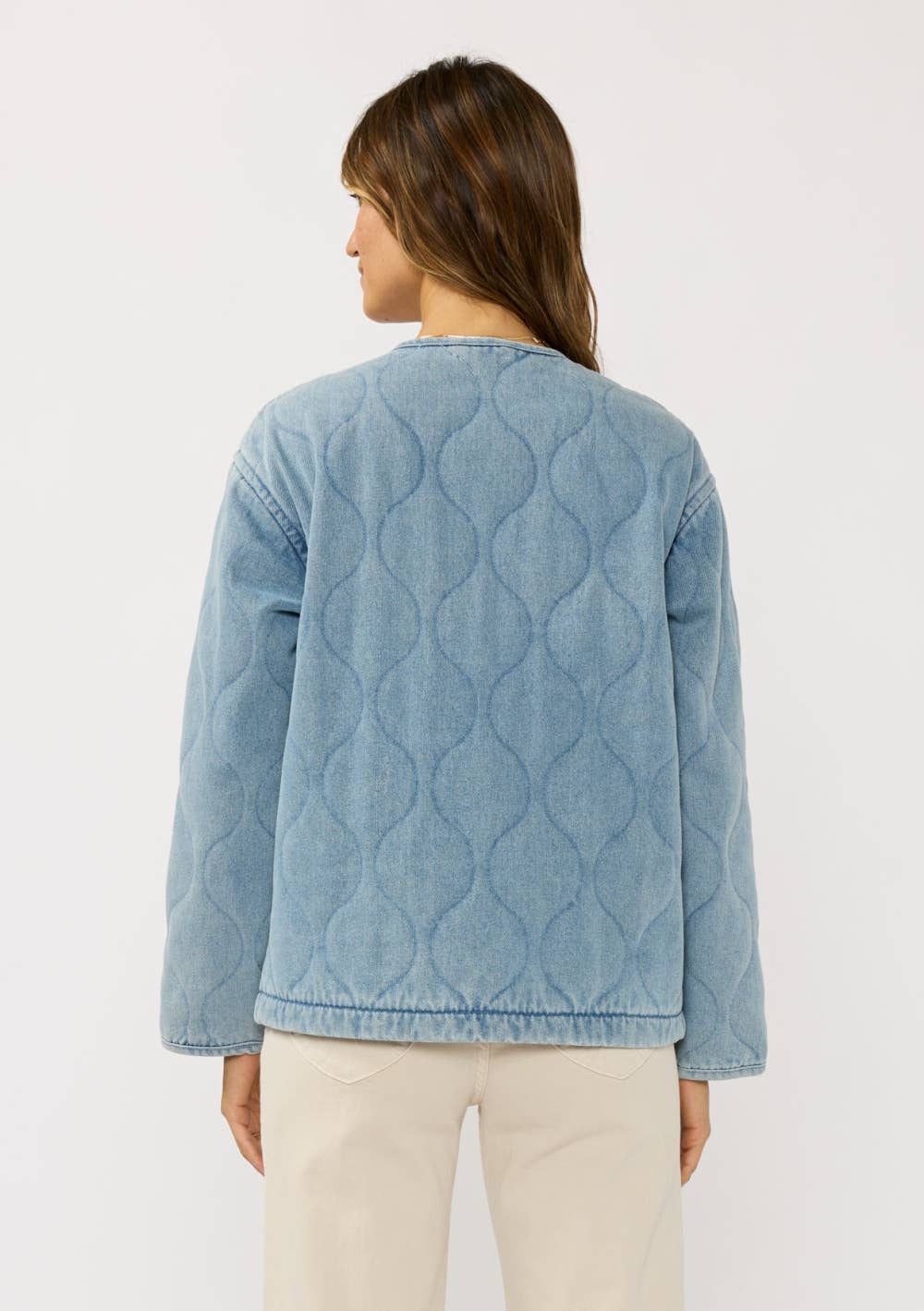 Quilted Denim Jacket With Pockets