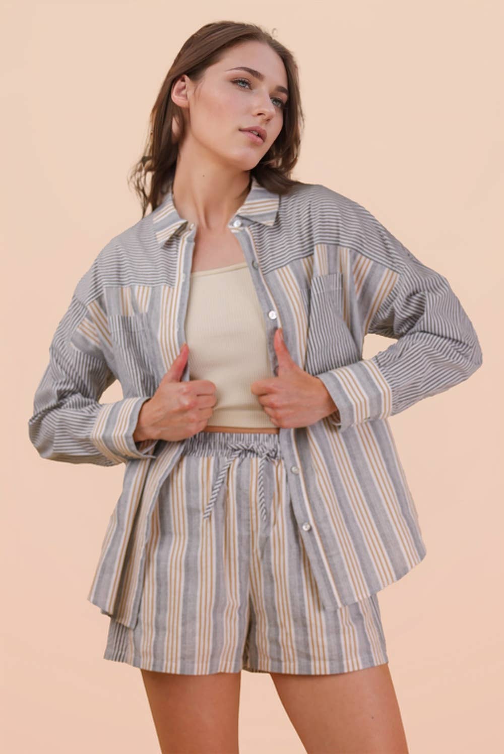 Wendy Woven Shirt Top & Shorts Set