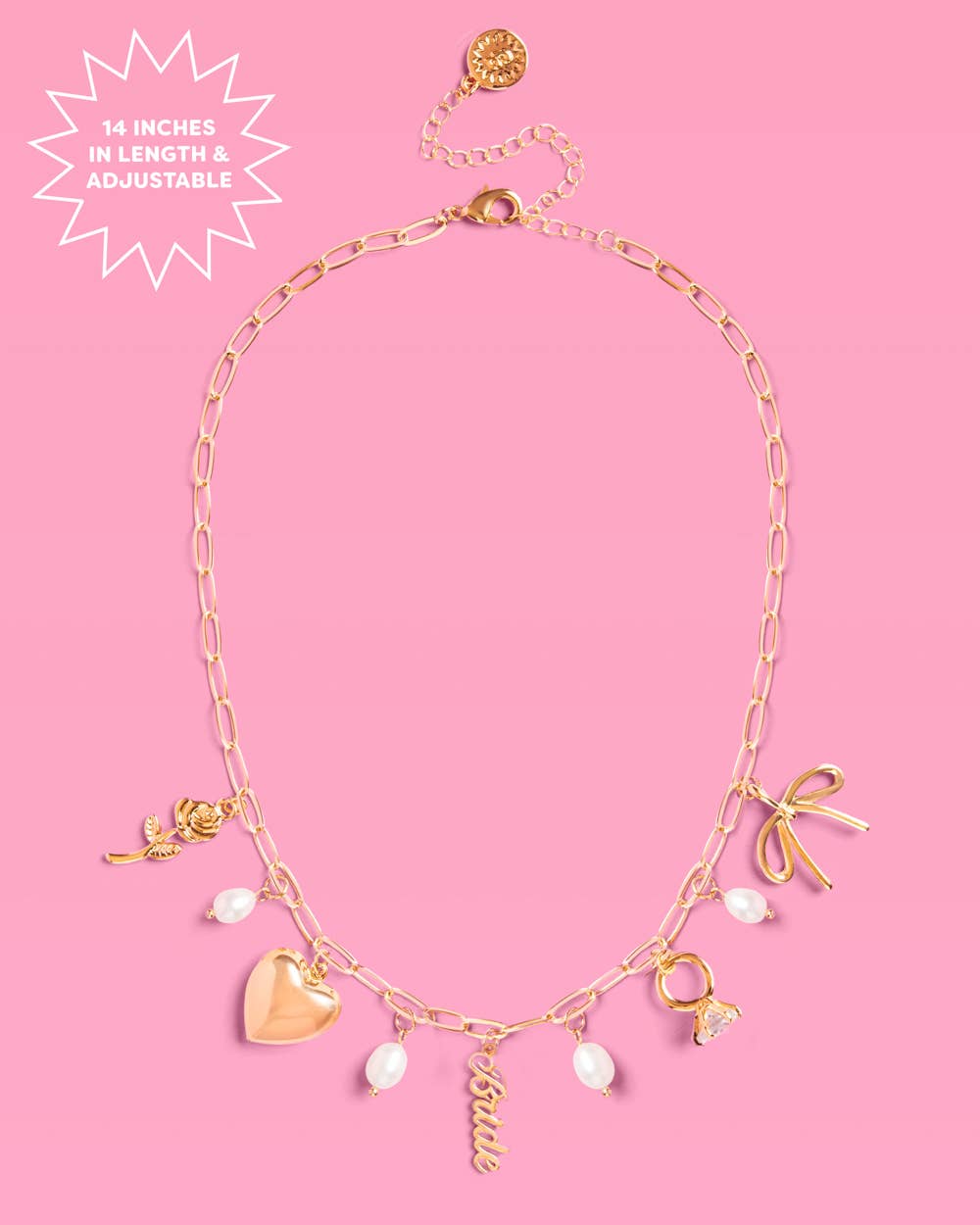 Gold Bride Charm Necklace | Bridal Jewelry, Bachelorette