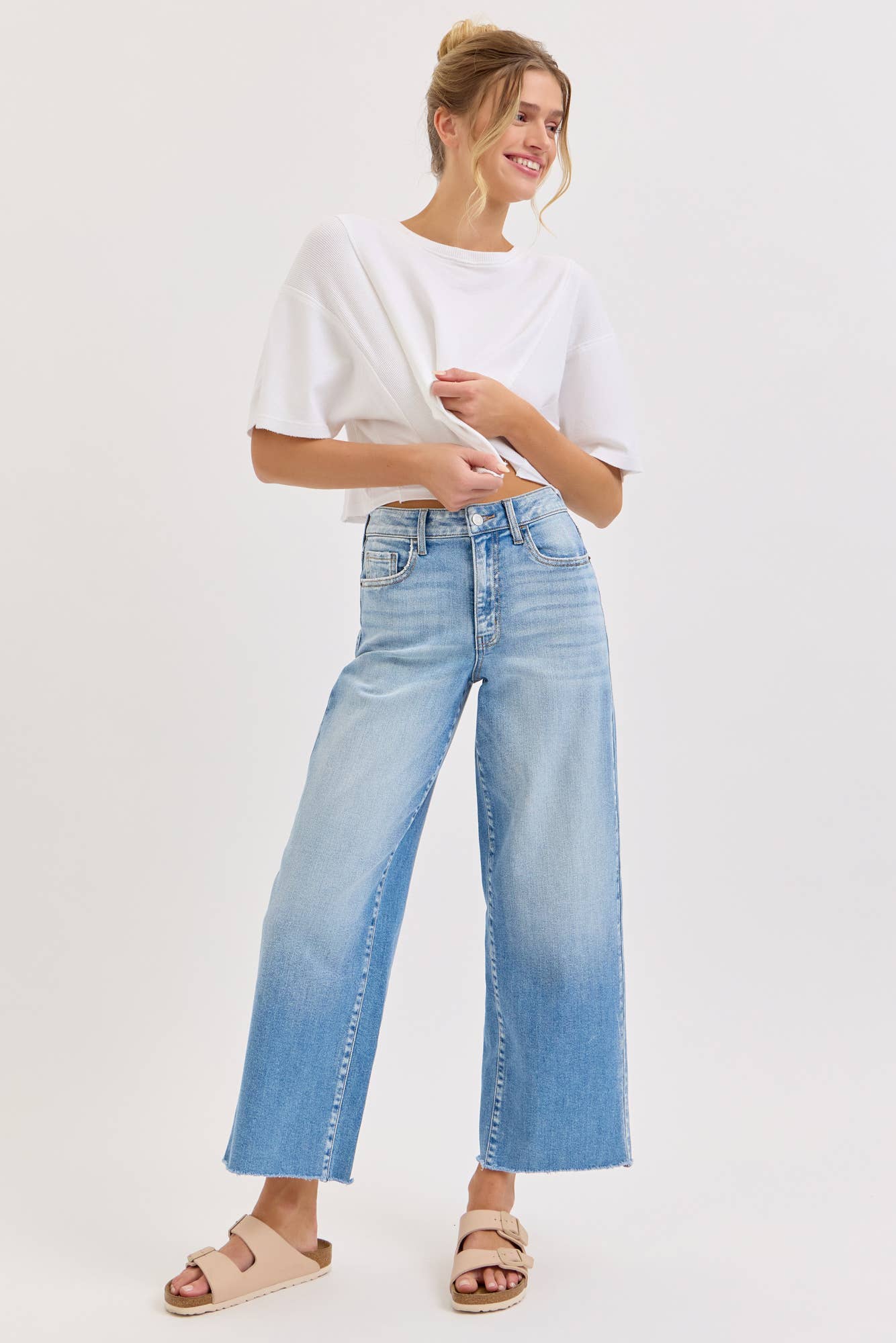 Lucy High Rise Crop Wide Leg with Raw Hem