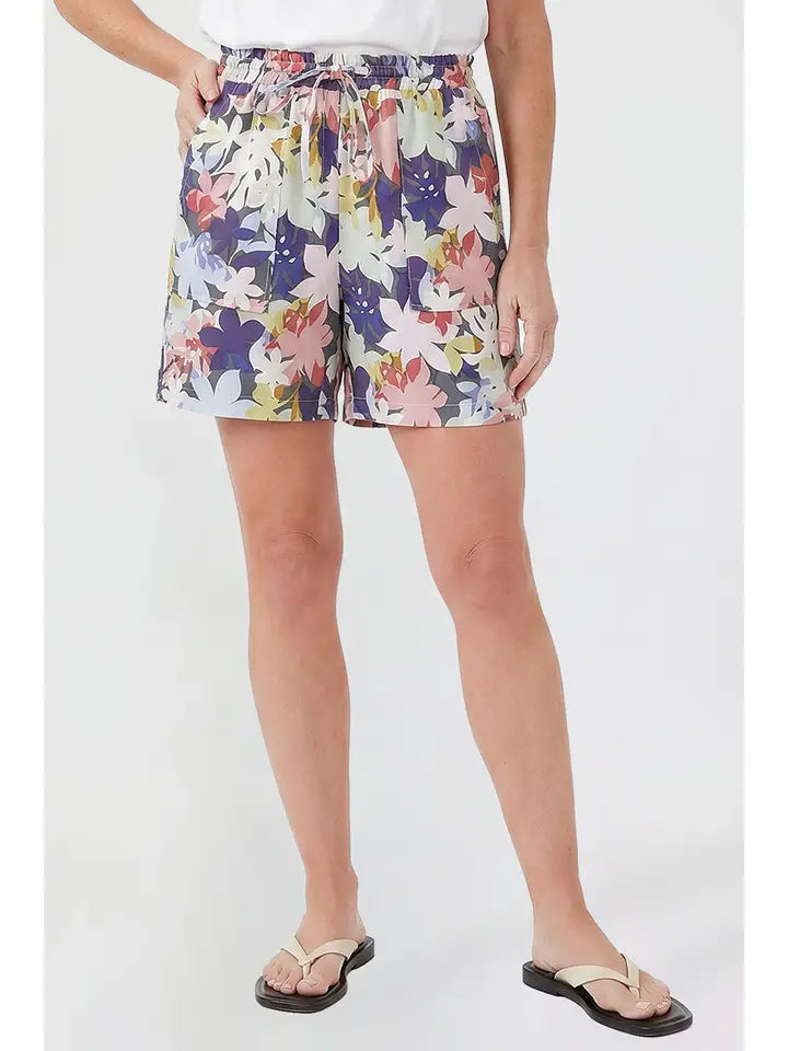 Paisley Pull-On Shorts with Pockets
