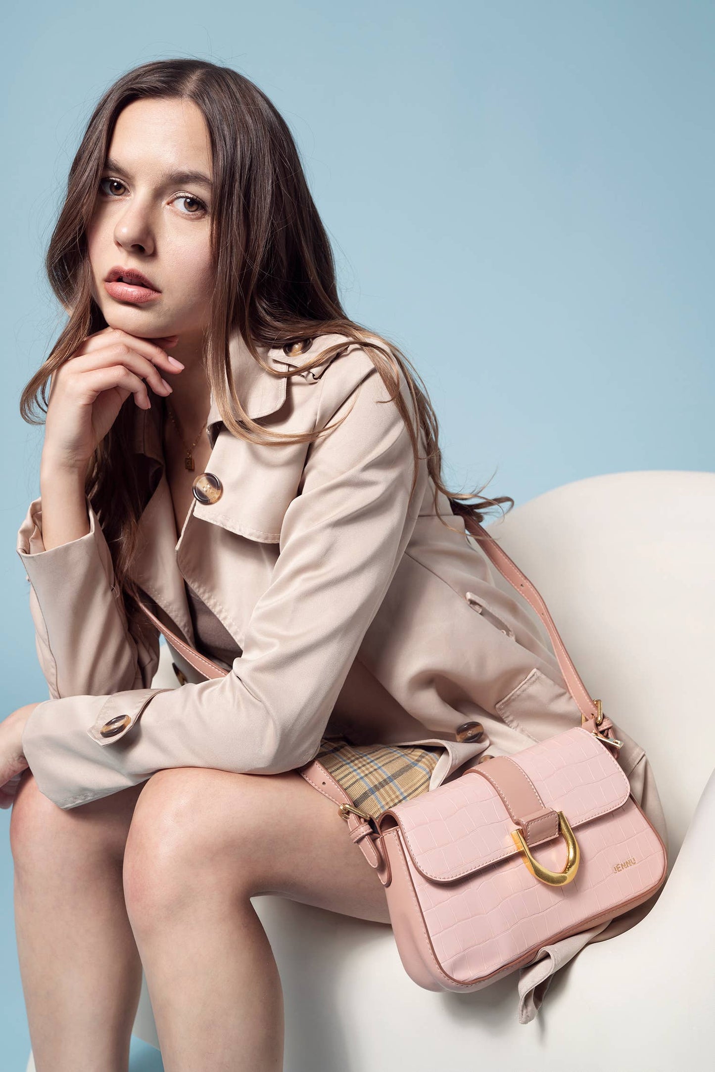 Lima Croc-Embossed Satchel/Shoulder Bag