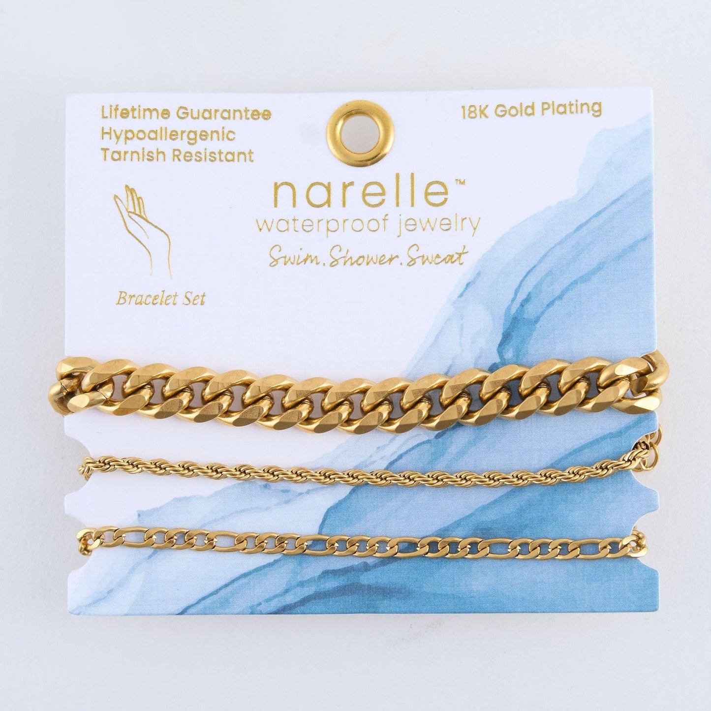Waterproof Bracelets Narelle Figaro Chain Trio Set