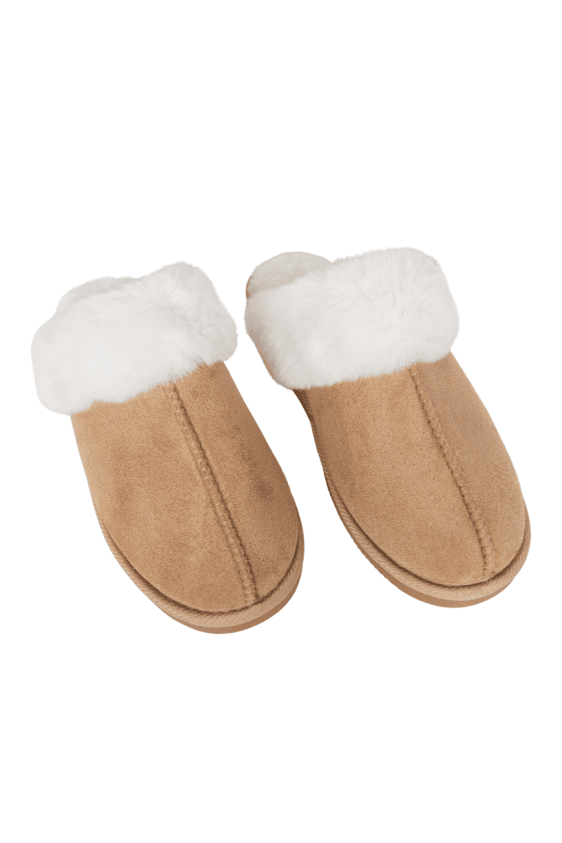 Sand Faux Fur Slip-On House Shoes