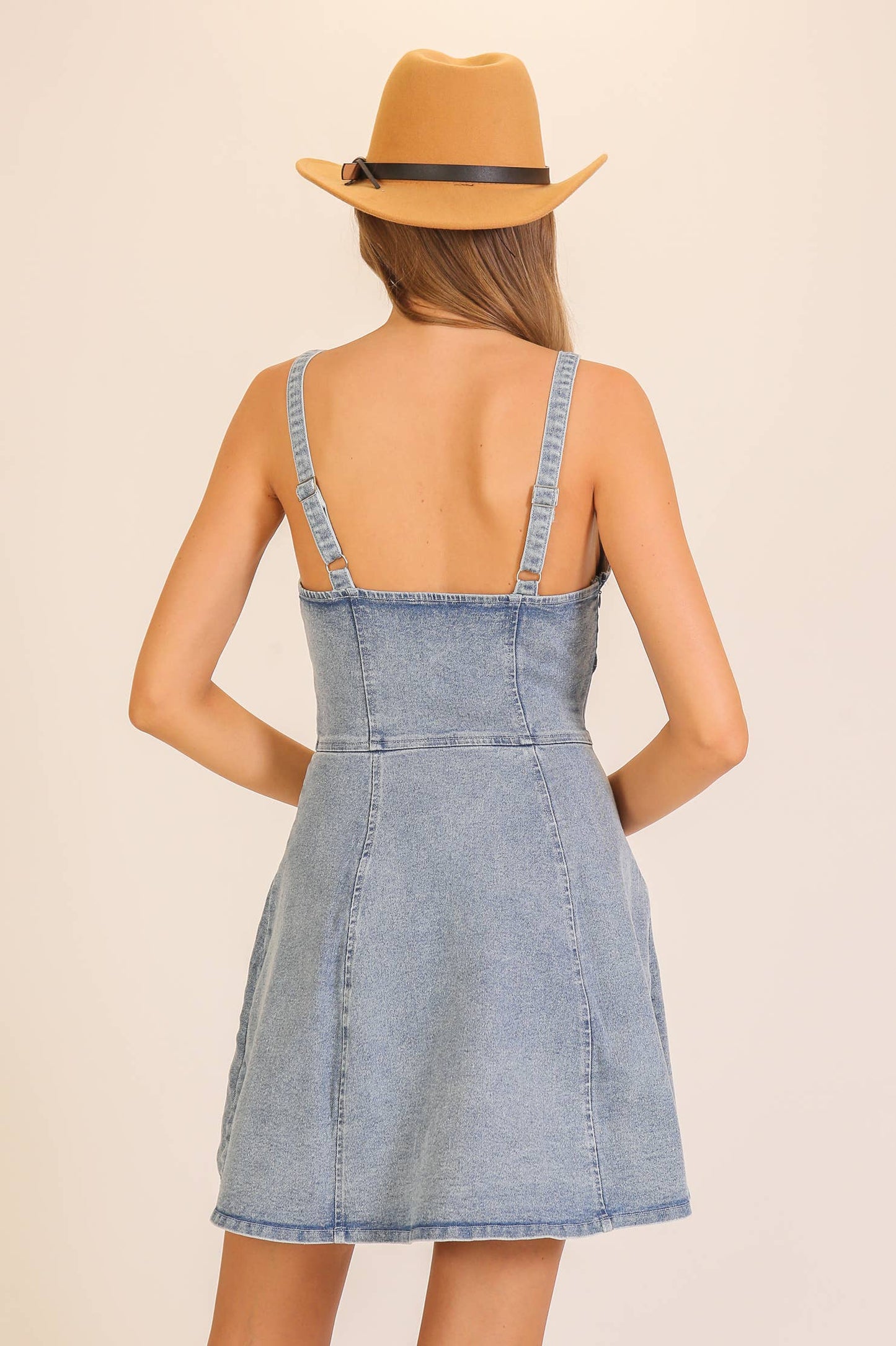 Faith Fit & Flare Stretch Denim Dress