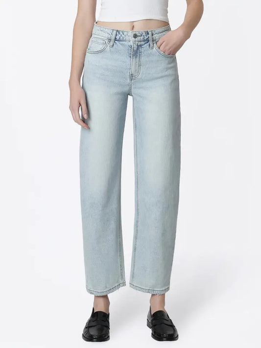 Sofie Super High Rise Light Wash Barrel Leg Jeans