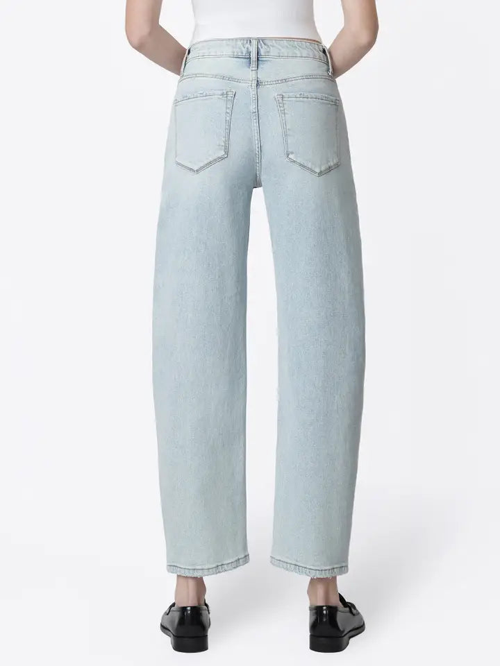 Sofie Super High Rise Light Wash Barrel Leg Jeans