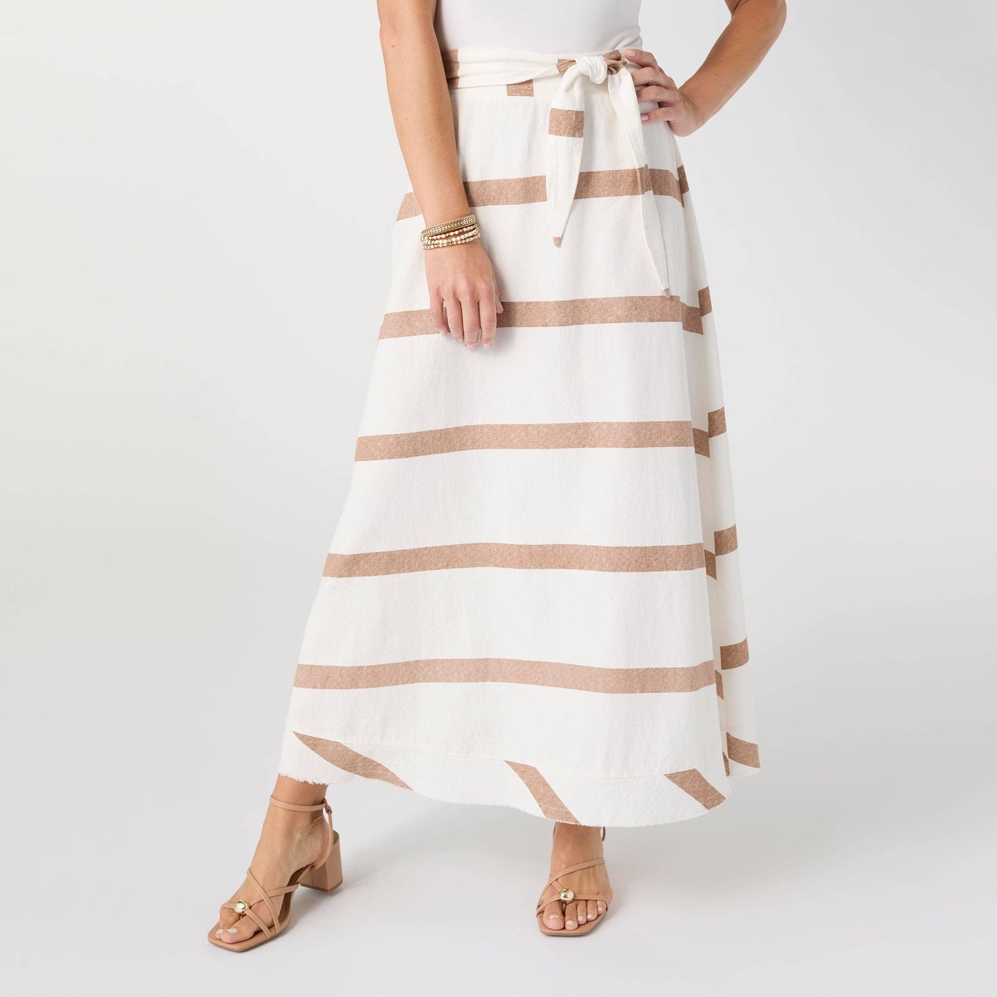 Katherine Striped Tie Waist Skirt