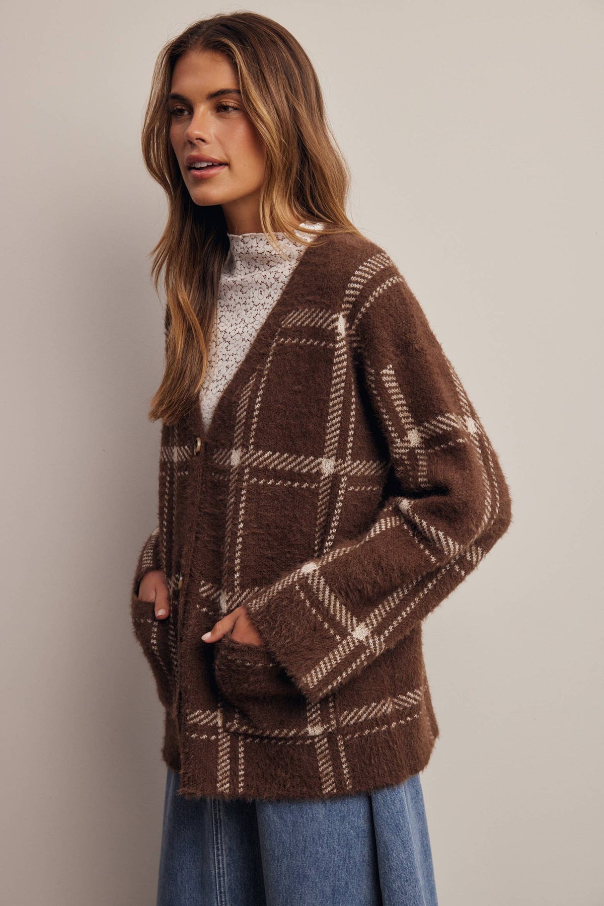 Amethyst Plaid Cardigan