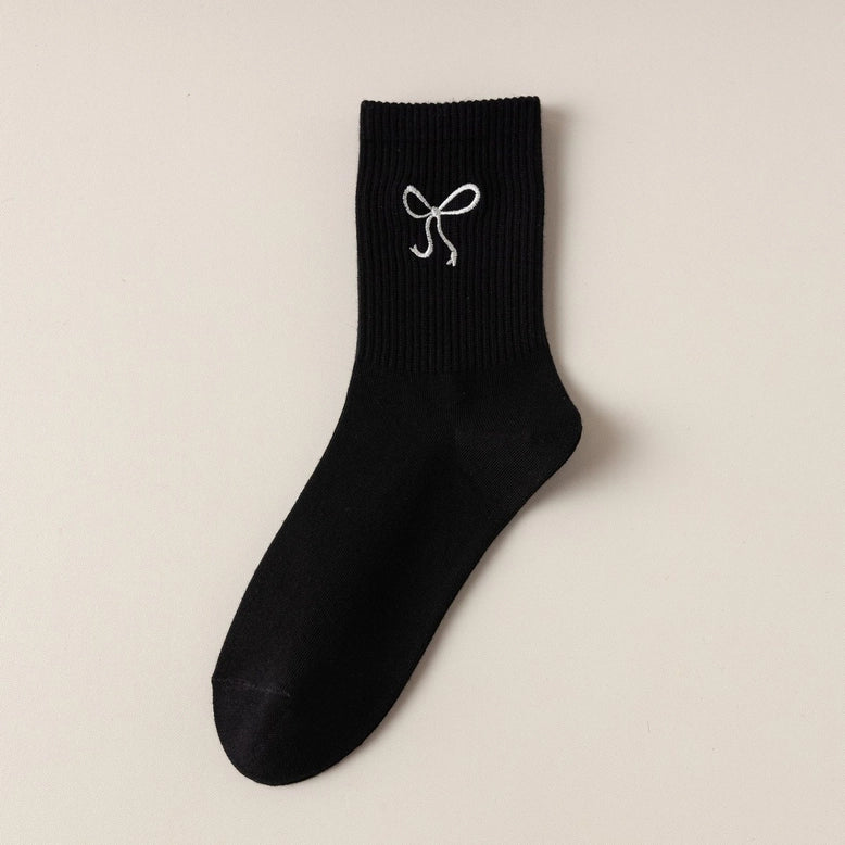 Embroidered Bow Socks