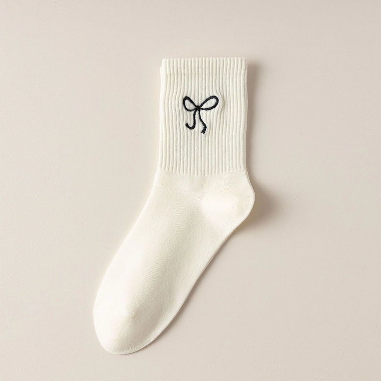 Embroidered Bow Socks