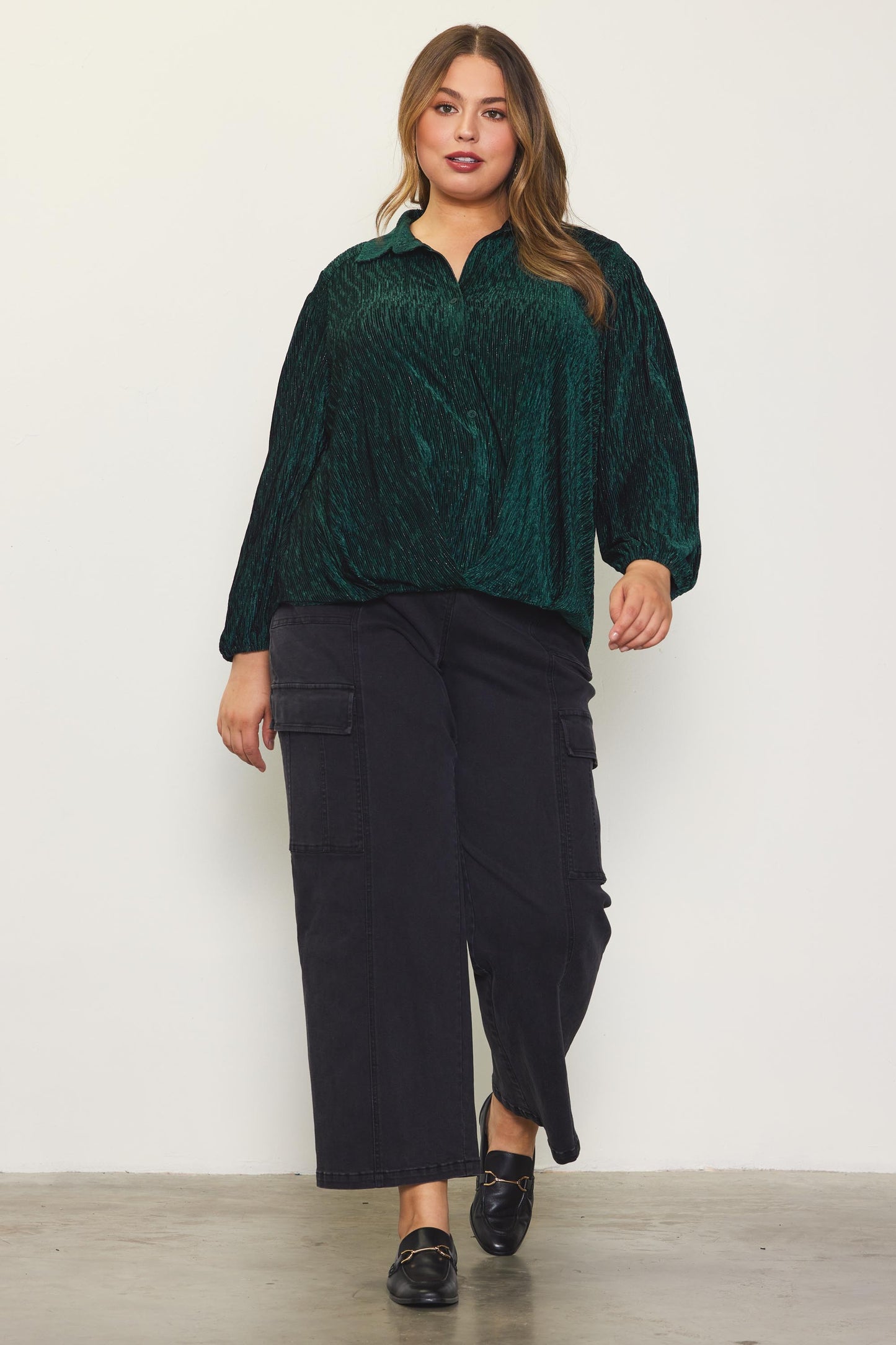 Brielle Velvet Button Up Blouse