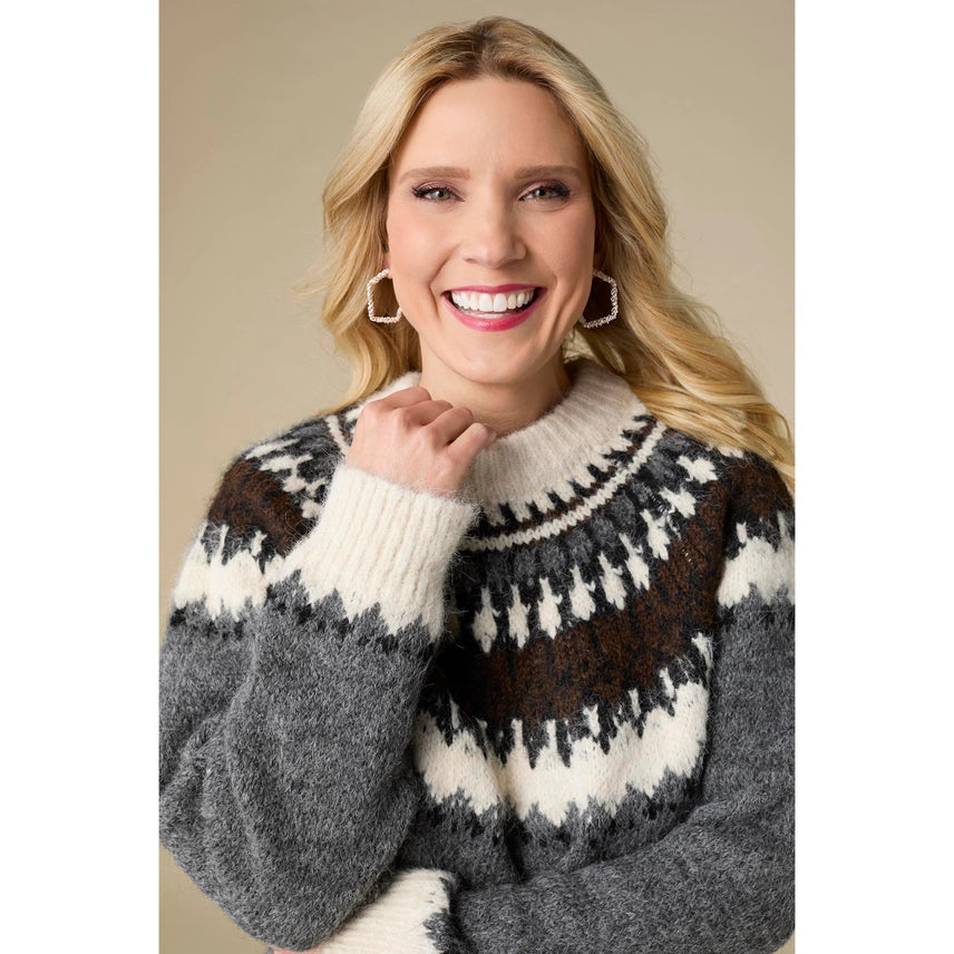 Perissa Fair Isle Mock Neck Sweater
